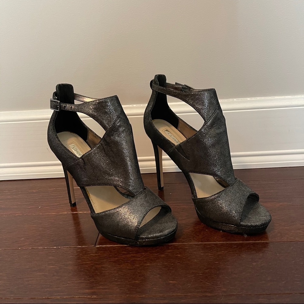 Guess Gunmetal Cut out Sandal Heels